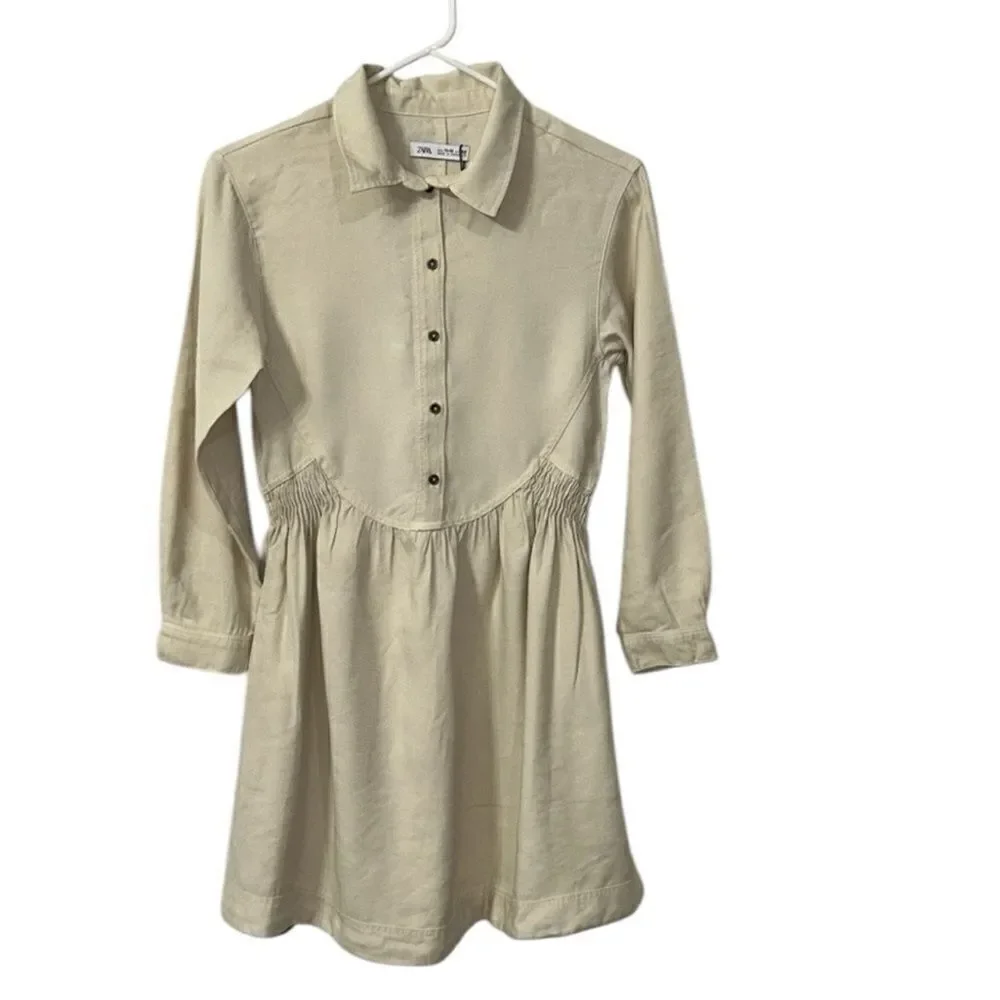 Zara Cream/Beige Kids Girls Shirt Dress(Size 11-12yrs)